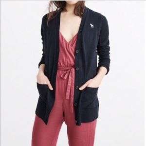 Navy Blue Abercrombie Icon Boyfriend Cardigan